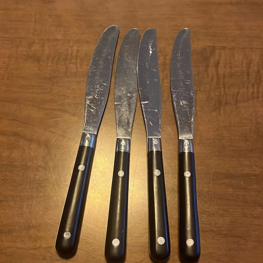 Washington Forge Mardi Gras Black Stainless‎ knives 4 Silverware flatware